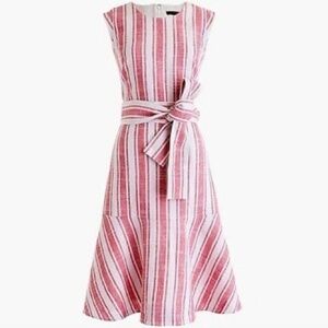J. Crew Pink and White Linen Dress